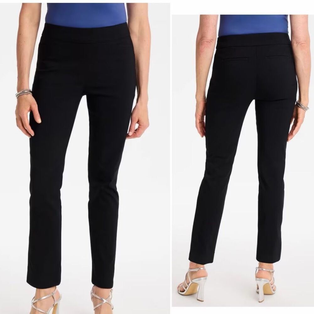 CHICO’S Black Petite Brigitte Slim Pull-On Ankle Pants-8P
